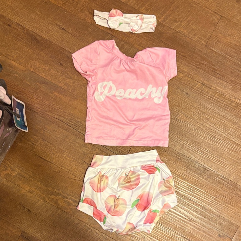 Adorable Peachy Pink Kids Summer Set With Bow 🍑🎀